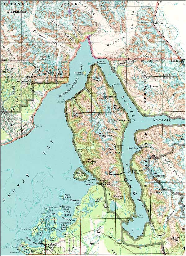 Hubbard Glacier Topographic Map